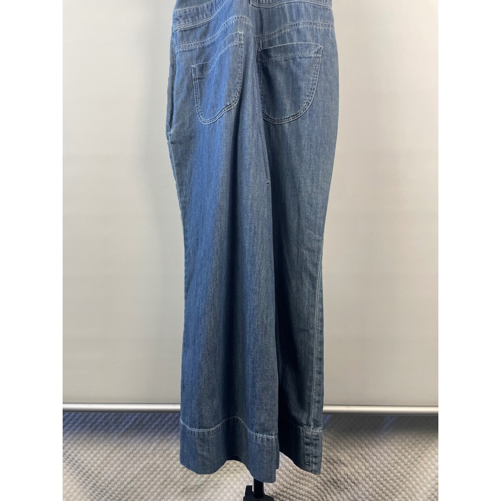 Pilcro Chambray Femme Denim Halter Wide Leg Jumpsuit Retro Blue Women Size 8 - Picture 13 of 16